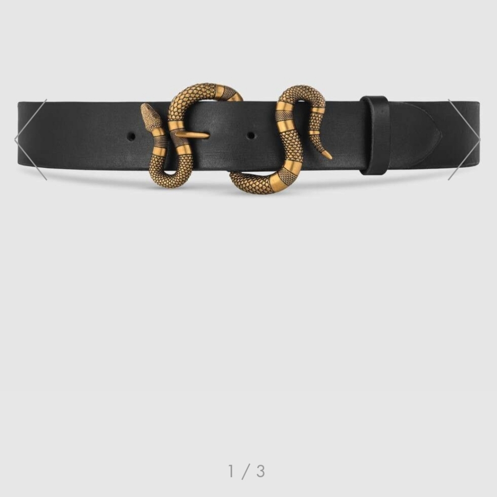 Gucci Leather Belt w Snake Buckle